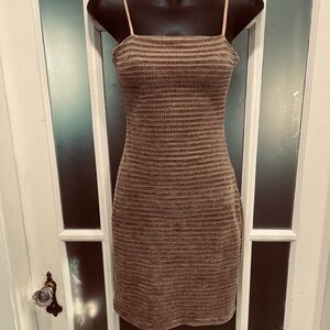 Privacy Please Tan Textured Mini Dress
